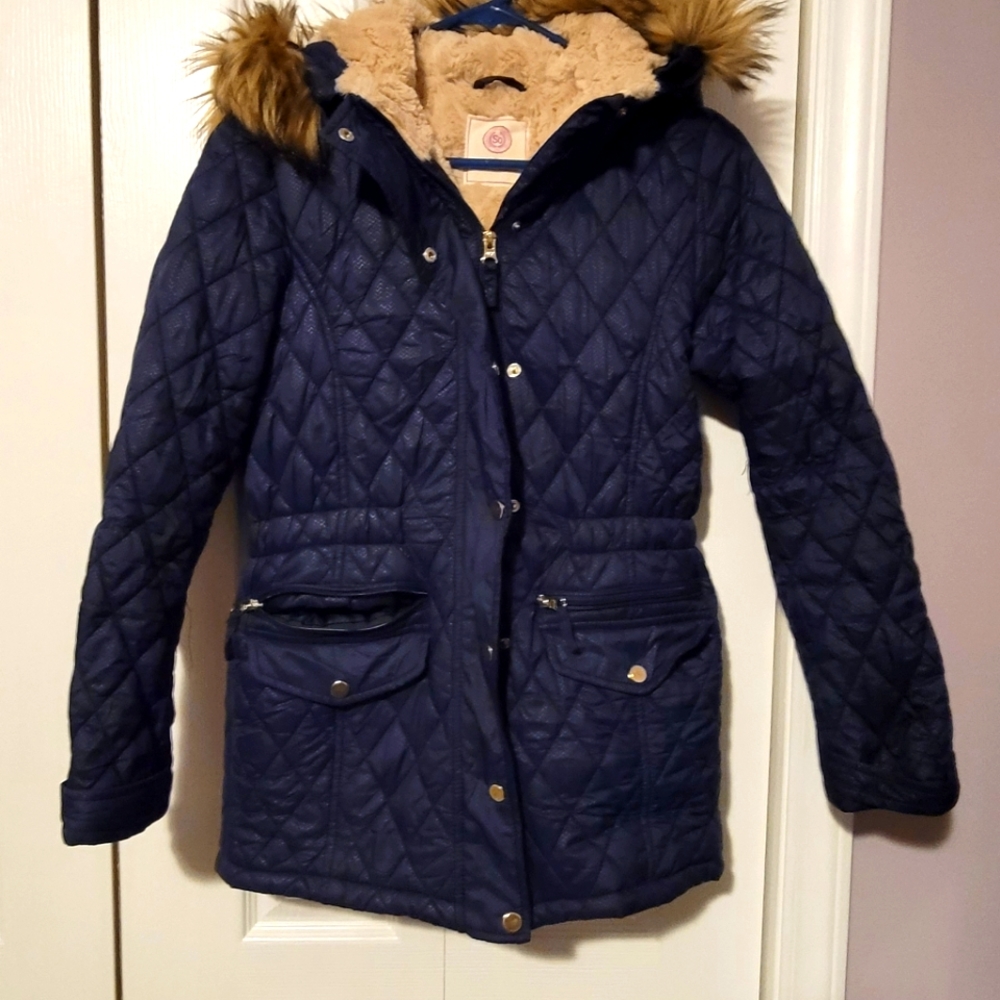GIRLS SO brand puffer coat lined faux fur